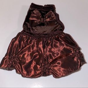 Bronze velour and taffeta dog dress. Size …
